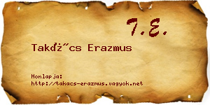 Takács Erazmus névjegykártya